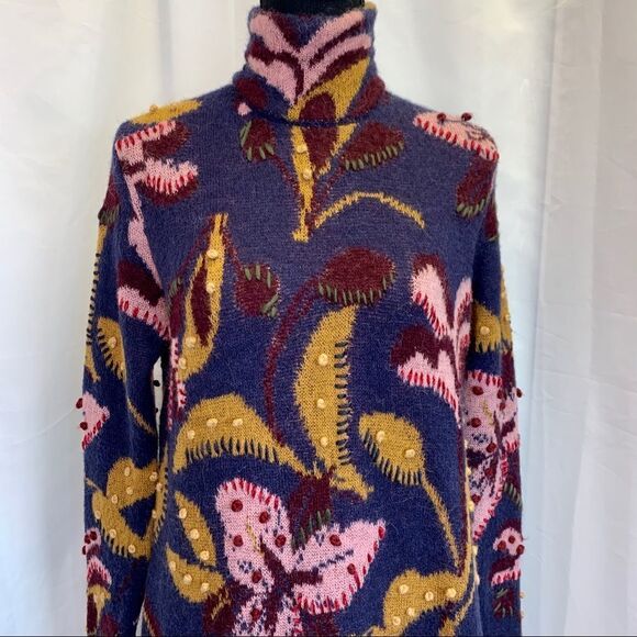 Zara Navy and Pink Floral Maxi Dress - Picture 4 of 12